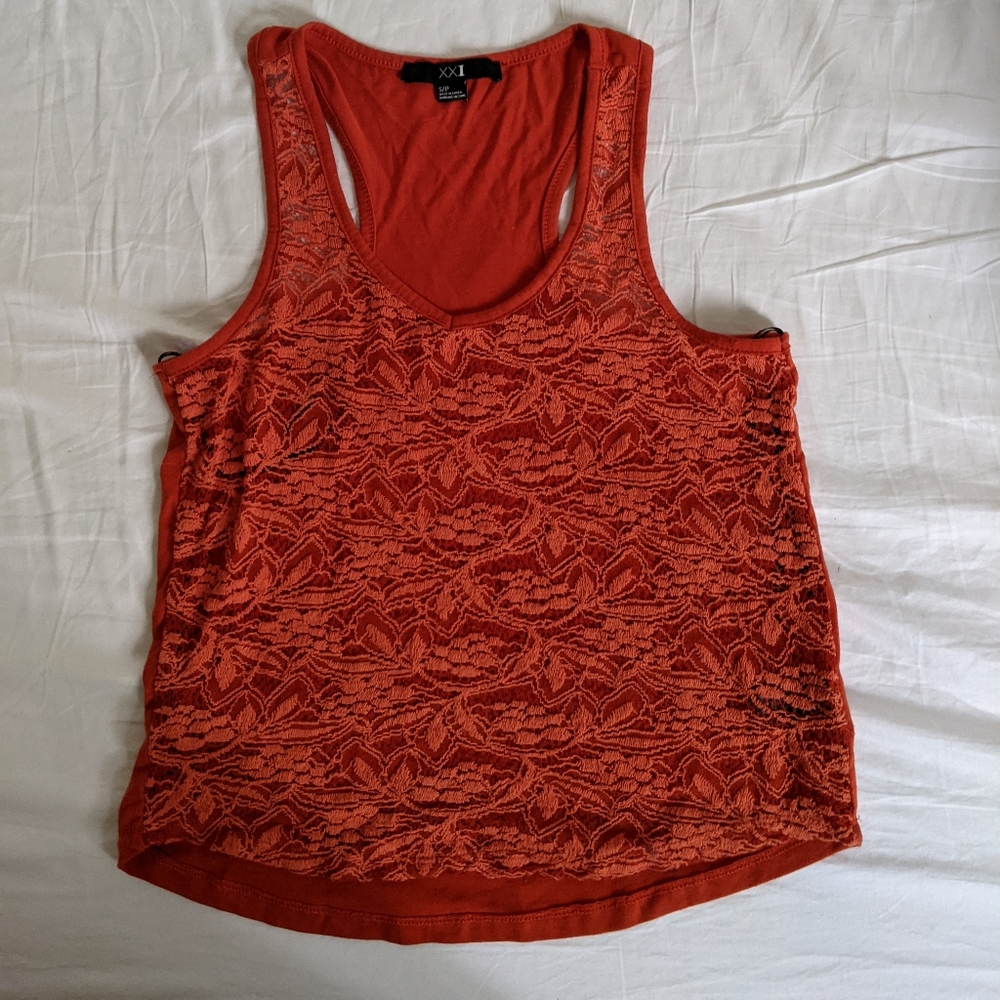 XXI Forever 21 Lace Tank in Burnt Orange